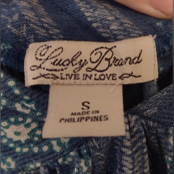 Lucky Brand Women's 3 Quarter Length Sleeve Tribal Pattern Top - Picture 4 of 4